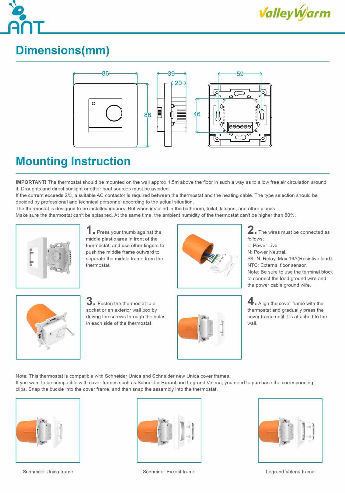 Manual Thermostat for Electric Floor Heating
